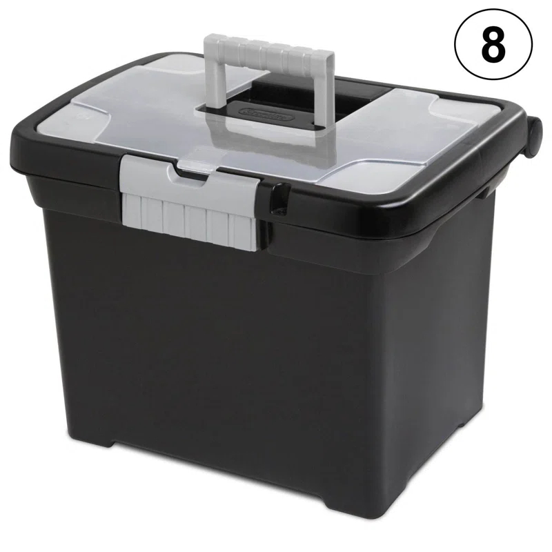 Sterilite Portable Lockable File Plastic Box Set (Set of 8)