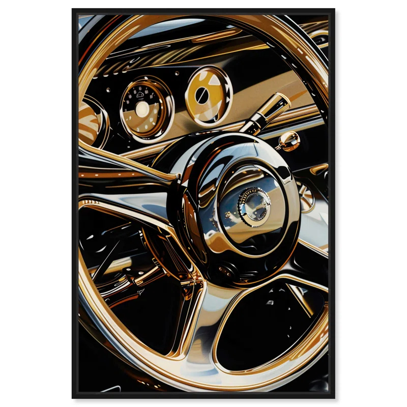 Notori Art Notoriart Elegant Steering Wheel Framed Car 1 Piece Canvas Wall Art
