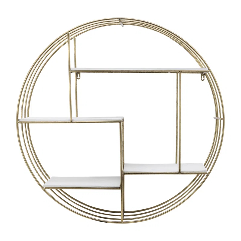 Birch Lane™ Kittle 4 Piece Round Floating Shelf with Hooks