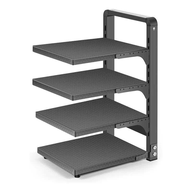 Prep & Savour Heavy Duty Pan Organizers For Cabinet & Counter 4 Tier Adjustable Pan & Pot Rack For Kitchen Cabinet Organizers And Storage