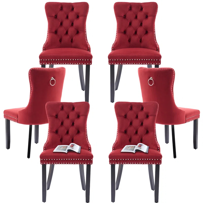Rosdorf Park High-end Tufted Velvet Upholstered Nailhead Dining Chair