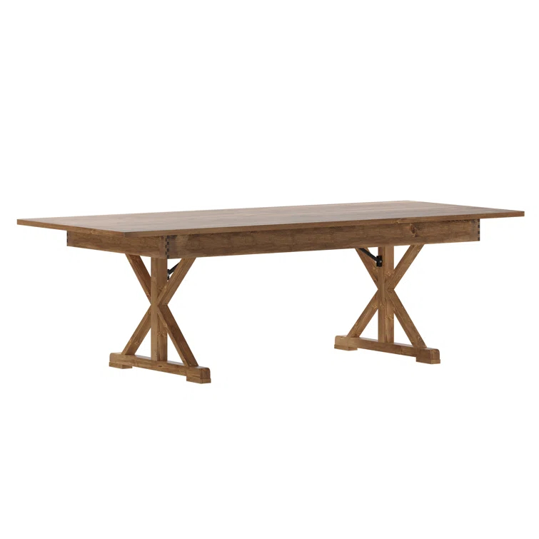 Flash Furniture Eternity Rectangular Solid Pine Farm Dining Table with Folding X-Style Legs