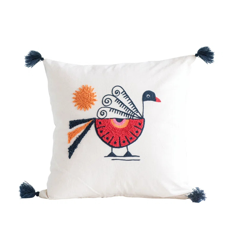 Bloomingville Embroidered Cotton Throw Pillow