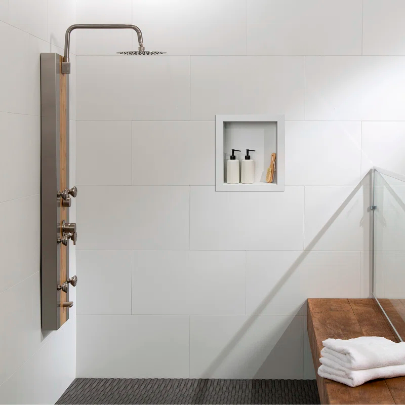 Palisade 17.5 in. x 15.5 in. Vinyl Waterproof Shower Niche Insert