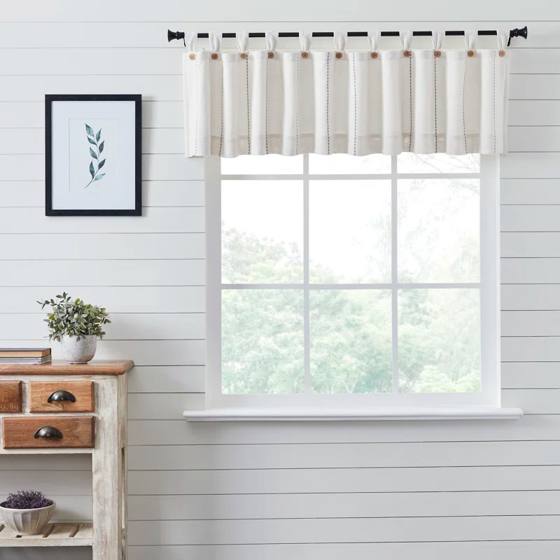 Gracie Oaks Cumberledge Stitched Burlap Tailored Window Valance