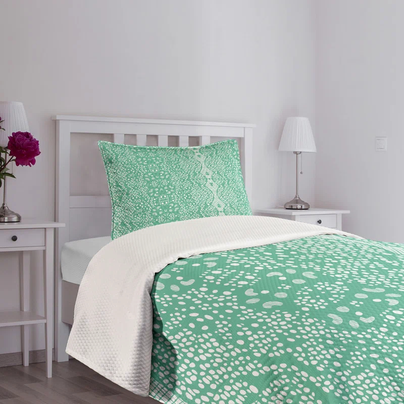 Ambesonne Ambesonne Shabby Flora Bedspread Set 2 Pcs Retro Lace Pattern Twin Teal Turquoise
