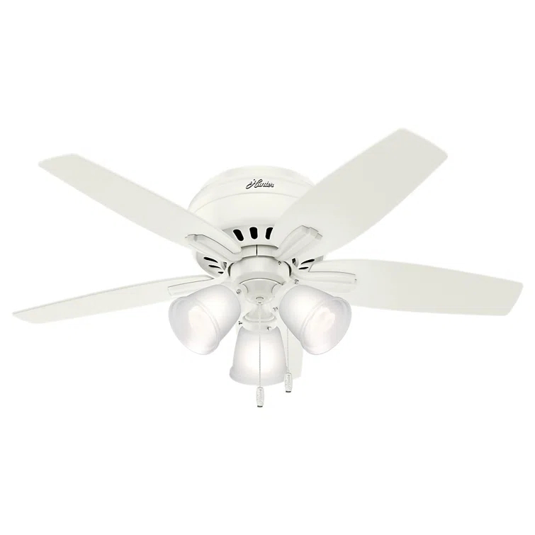 Hunter Fan Newsome 42" 5 - Blade Traditional Indoor Flush Mount Ceiling Fan with Lights and Pull Chains