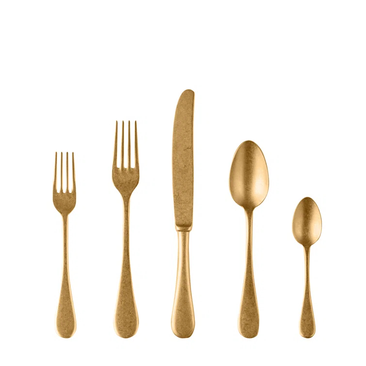Vintage 5 piece Flatware set by Mepra - Gold