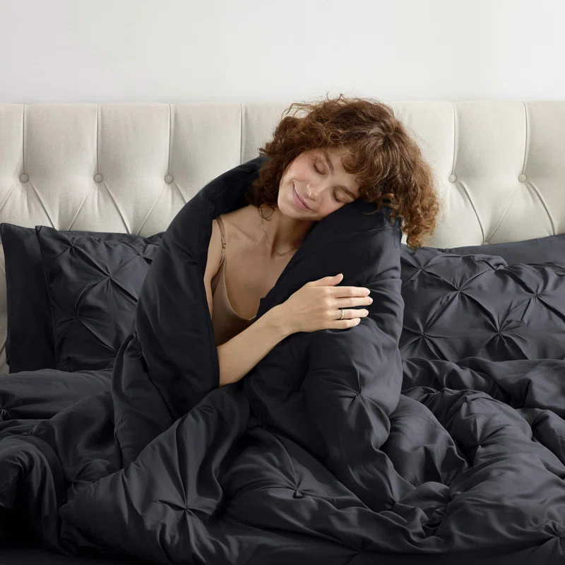 Nestl Bed-in-A-Bag Pleated Comforter Set with Bed Sheets