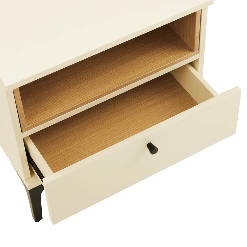 Ivy Bronx Modern Decatur Nightstand with 1 Full Extension Drawer and Metal Legs