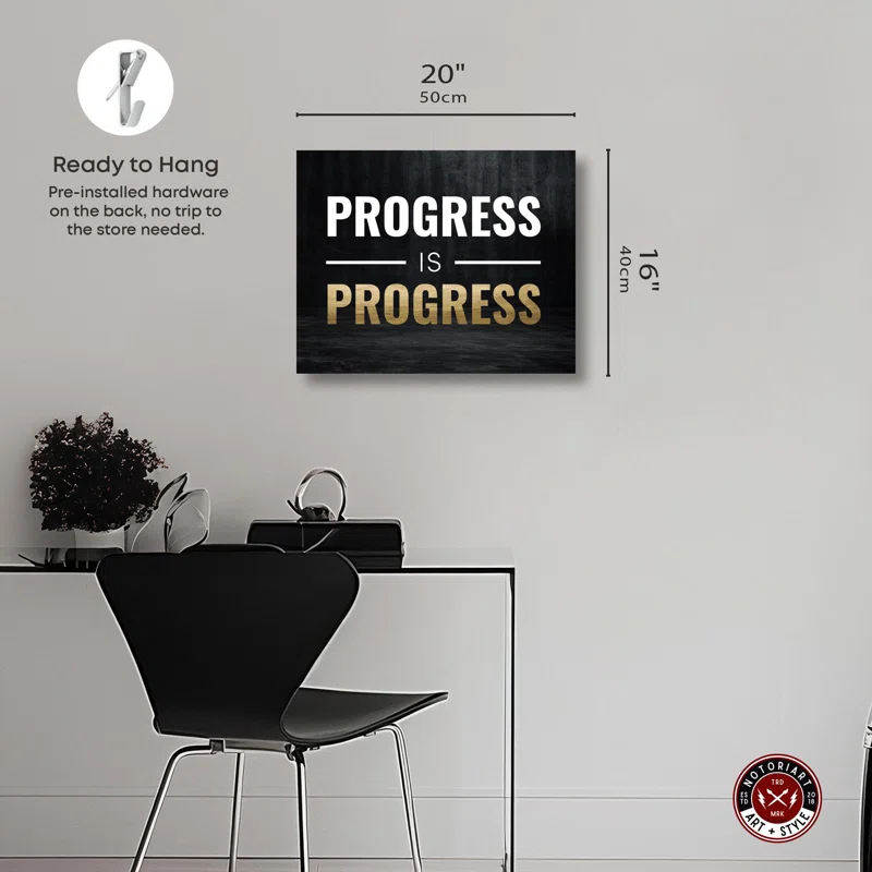 Notori Art Progress Is Progress Canvas Motivational Quotes Print By Notoriart