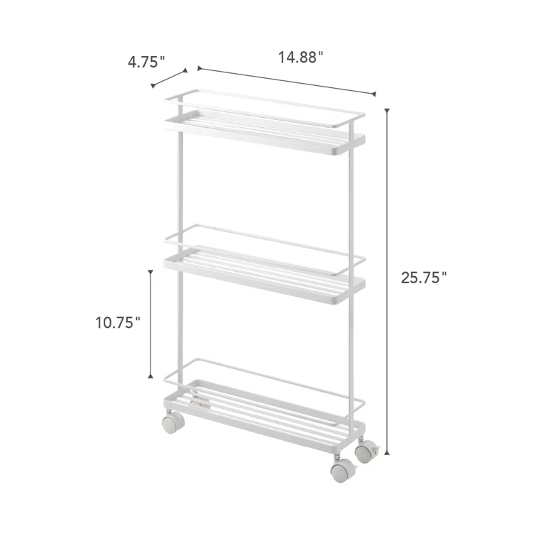 Yamazaki White Steel Rolling Kitchen Storage Cart