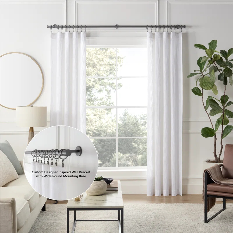 MODE Cambria Designer Series Premium 1-1/8 in Larger Dia. Non-Adjustable Curtain Rod and Designer Brackets