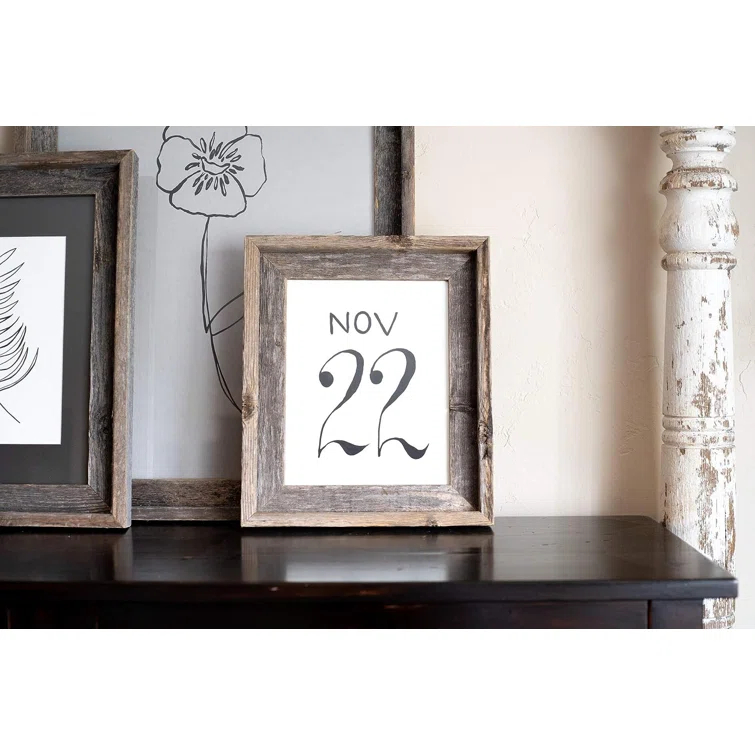Millwood Pines Kattan Weathered Gray Wood Beveled Picture Frame