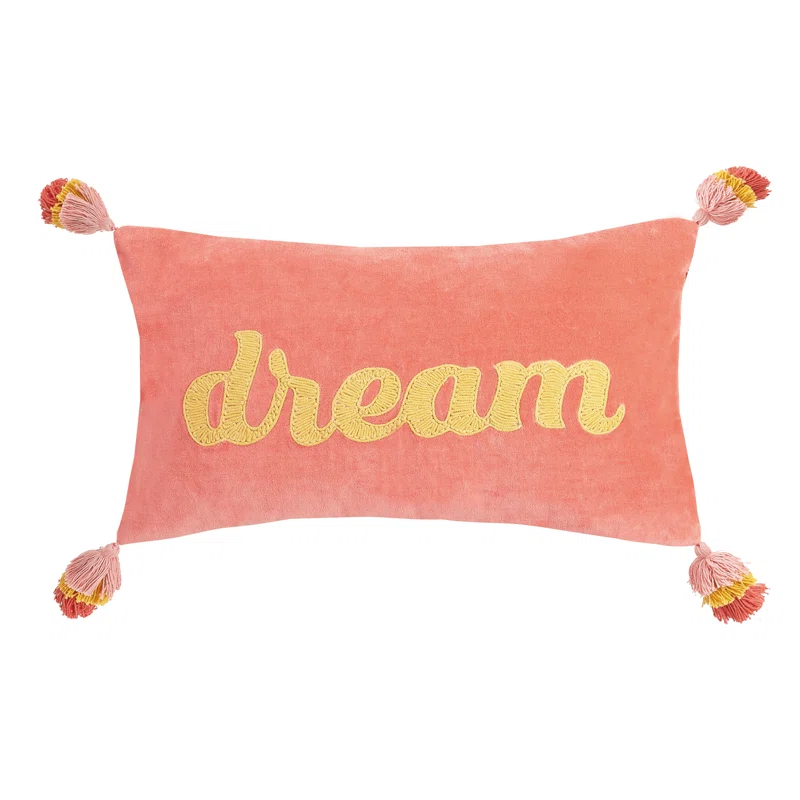 Embroidered Velvet Reversible Throw Pillow
