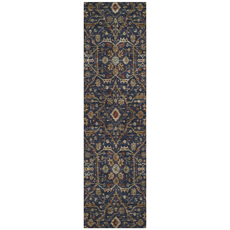 Machine Washable Indoor/Outdoor Chantille ACN1130 Navy Rug