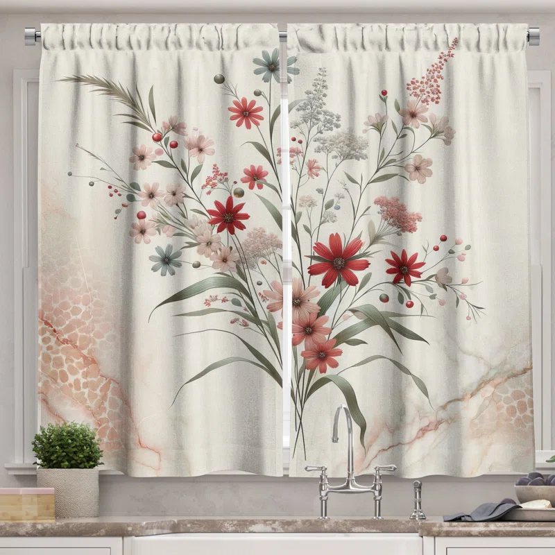 Ambesonne 55'' W Kitchen Curtain (Set of 2)
