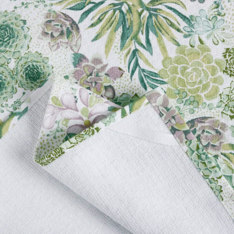 Martha Stewart Martha Stewart Succulents Kitchen Towel Set 2-Pack 16"X28", Green/Purple/Yellow/White (Set of 2)