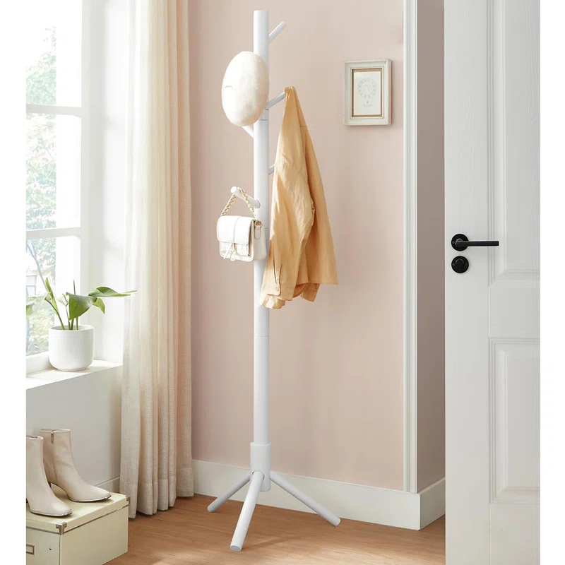 Solid Wood Freestanding 8 - Hook Coat Rack