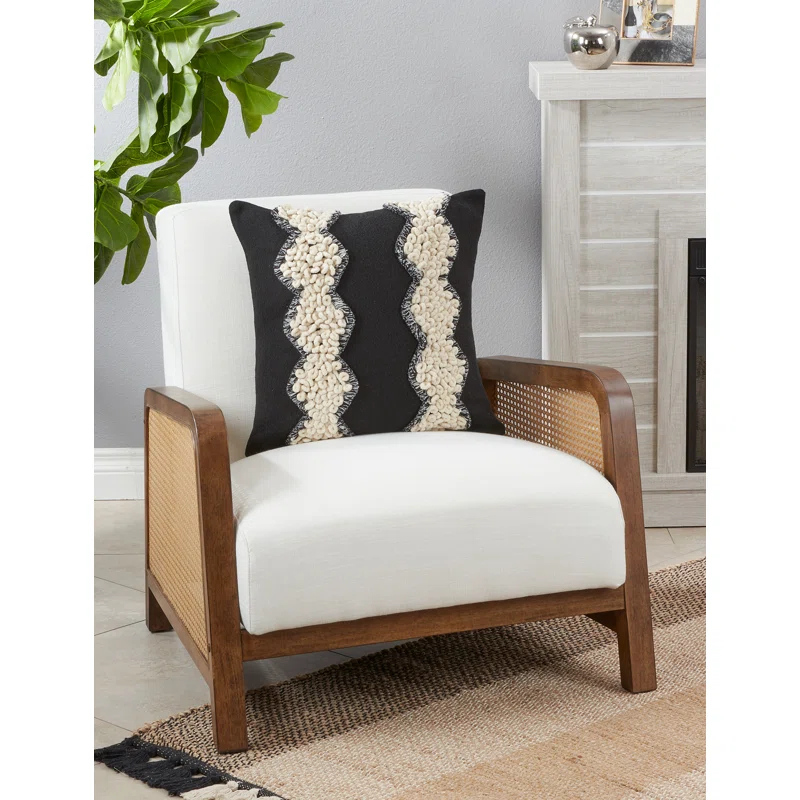 Saro Evelyn Collection Tassels Cotton Throw Pillow