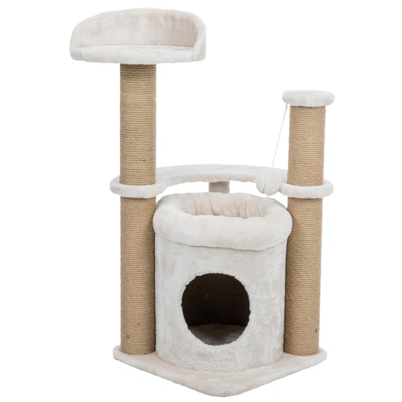 TRIXIE TRIXIE Nayra 32.7" Cat Tree, 3-Level Cat Scratcher, Plush Covered Cat Condo Removable Bed, Platform & Perch