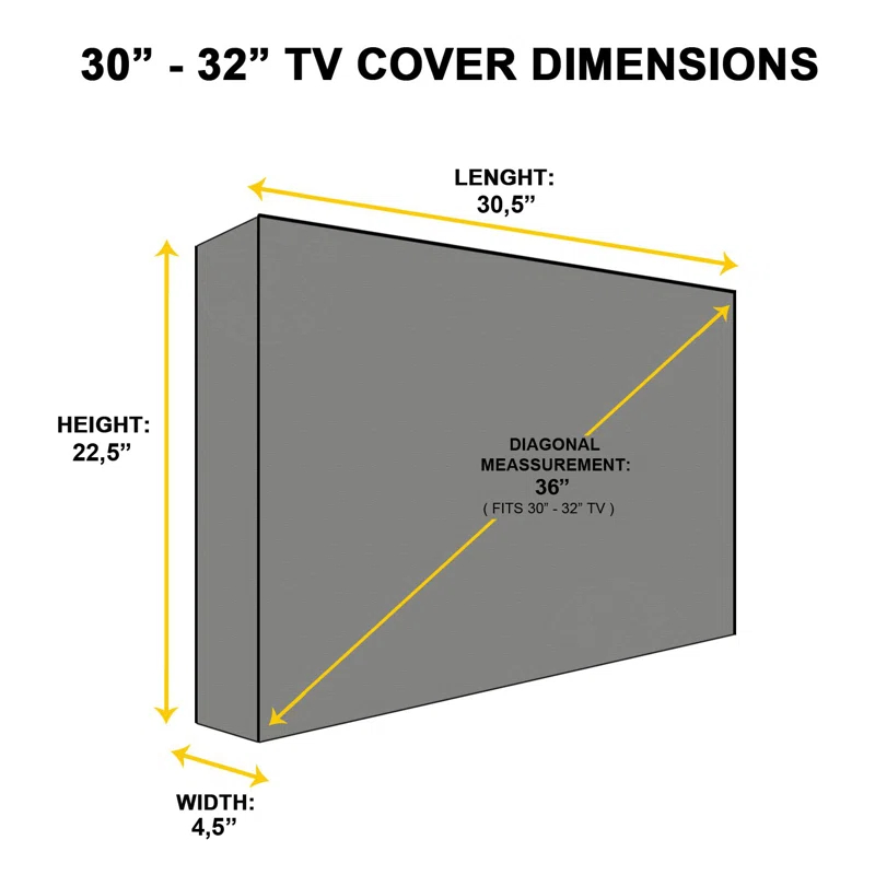 Khomo Gear Universal Weatherproof TV Cover – All-Season Protection for Flat Panel TVs, Water-Resistant, Breathable Material with Remote Pocket