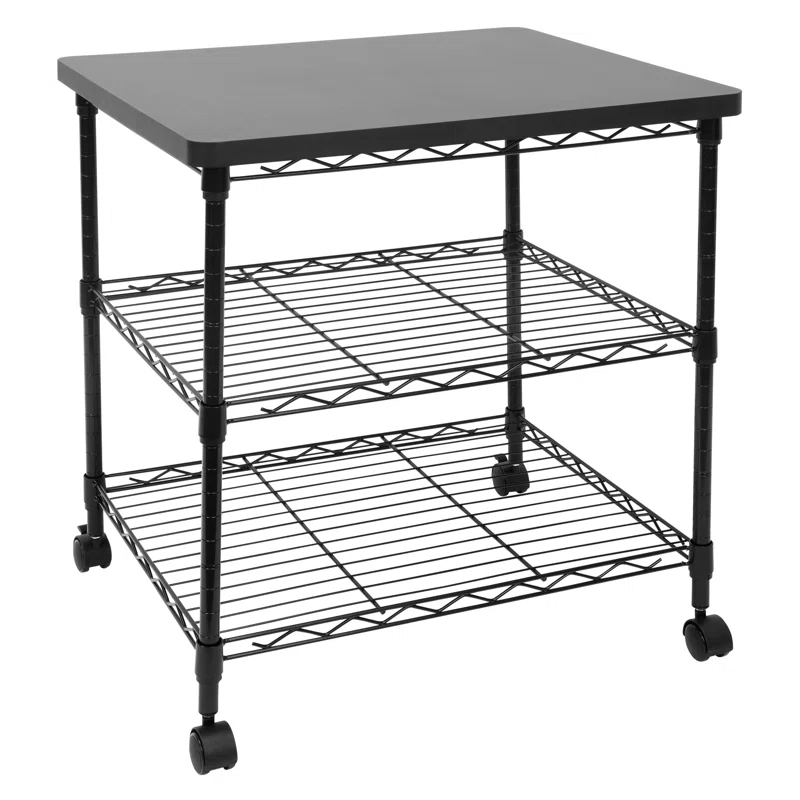 Mount-It! Printer Stand With Wheels, 3-Tier Large Printer Cart With Storage Shelves