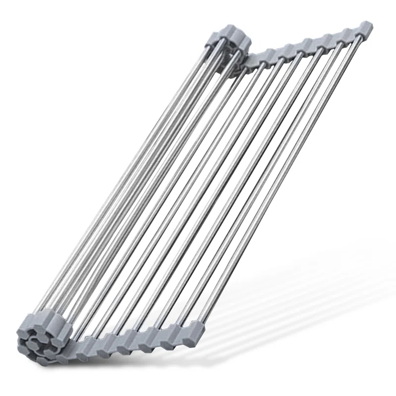 Cheer Collection Adjustable Stainless Steel Over The Sink Dish Rack