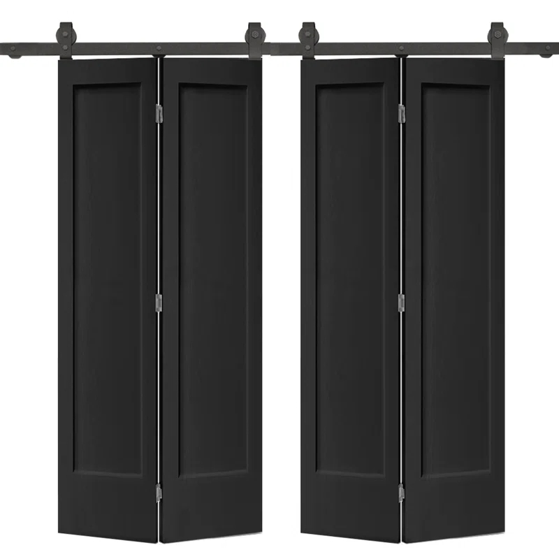 Calhome Paneled MDF Composite Double Bifold Barn Doors with Installation Hardware Kit