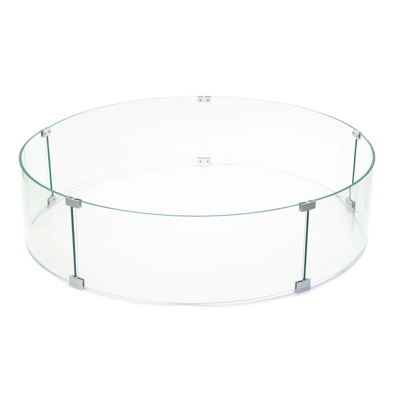 AMS Fireplace AMS Fire Pit Table Round Glass Wind Guard - Fire Flame Guard