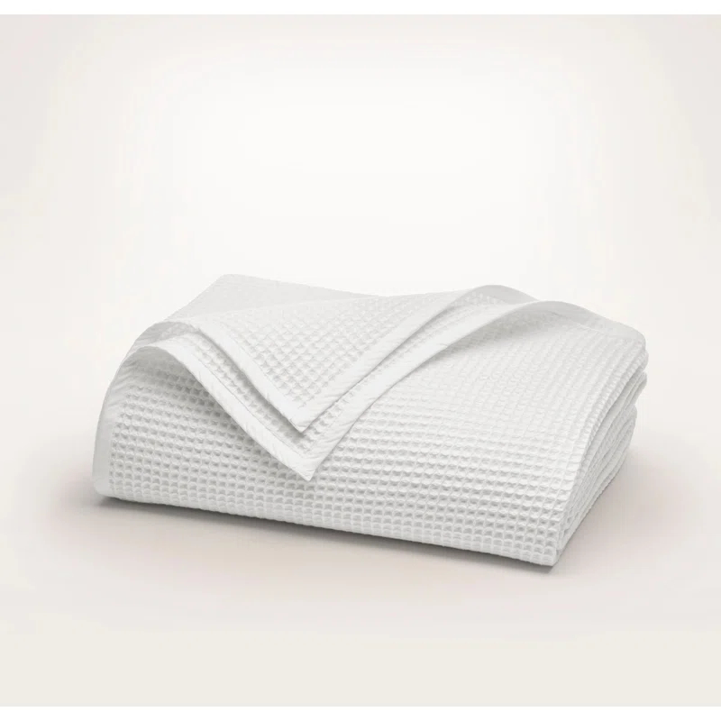 King White Organic Cotton Waffle Weave Throw Blanket