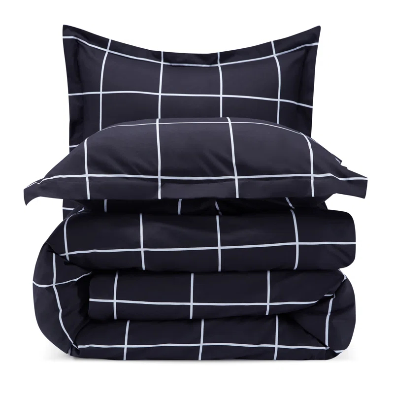 Sleep Zone Twill Plaid Duvet Cover Set