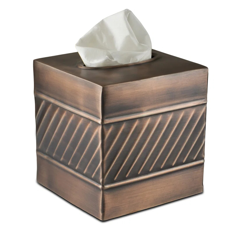 Monarch Abode Geometric Embossed Metal Tissue Box Cover