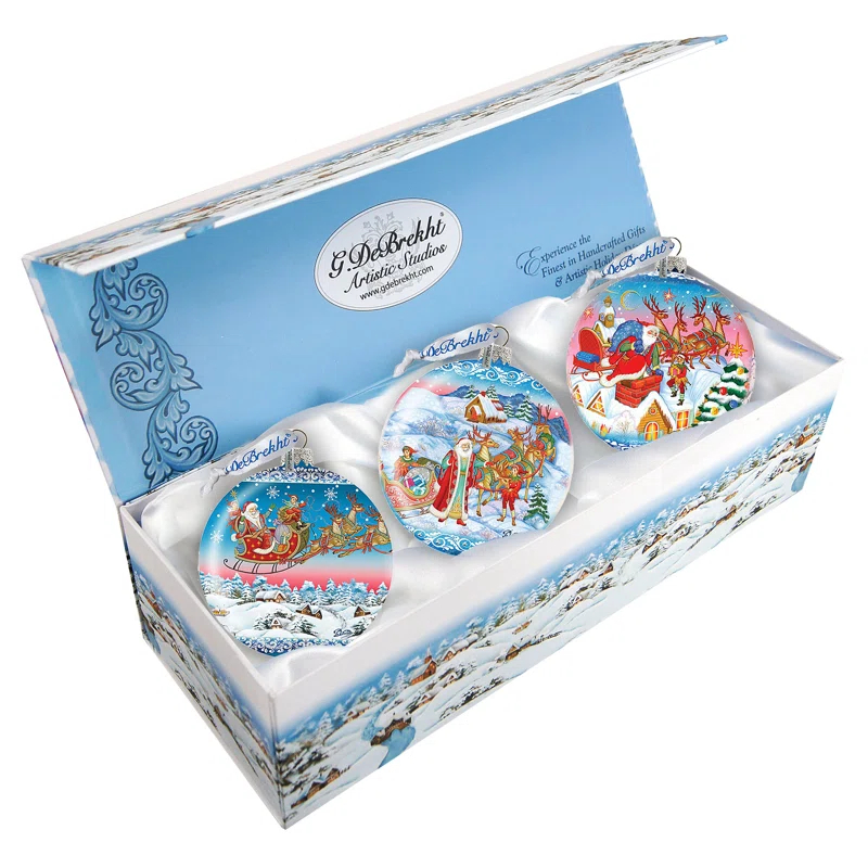 Designocracy Glass Holiday Shaped Ornament (Set of 3)