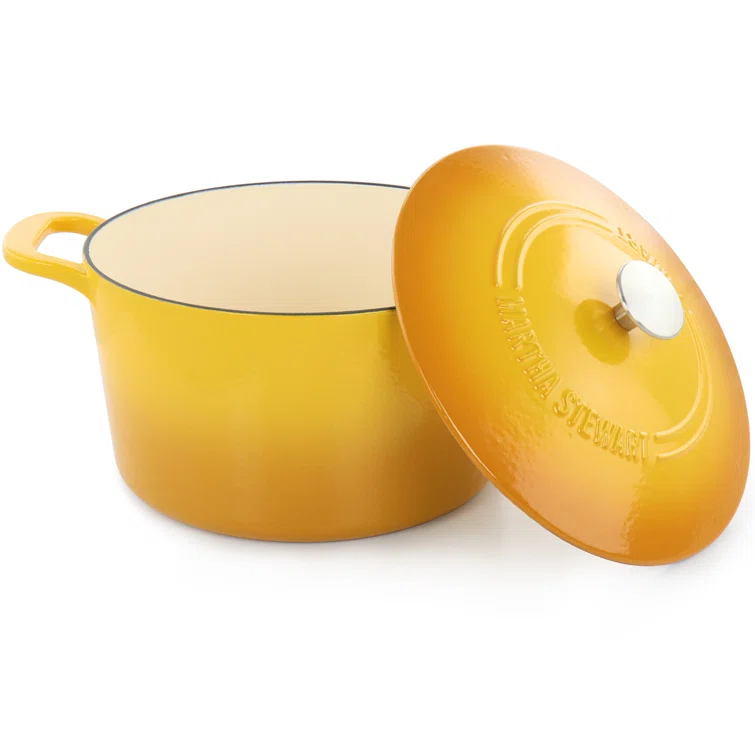 Martha Stewart Martha Stewart 7 Quart Enameled Cast Iron Dutch Oven With Lid In Yellow Ombre