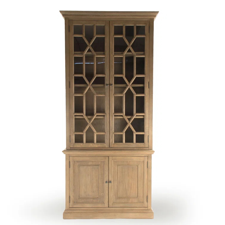 Zentique Vallis Lighted Reclaimed Oak Display Cabinet