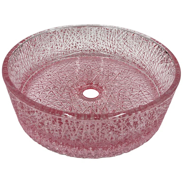 CastelloUSA Stadium 16" Glass Circular Bathroom Vessel Sink - Timeless Collection CB-VC-16-LPNT-16