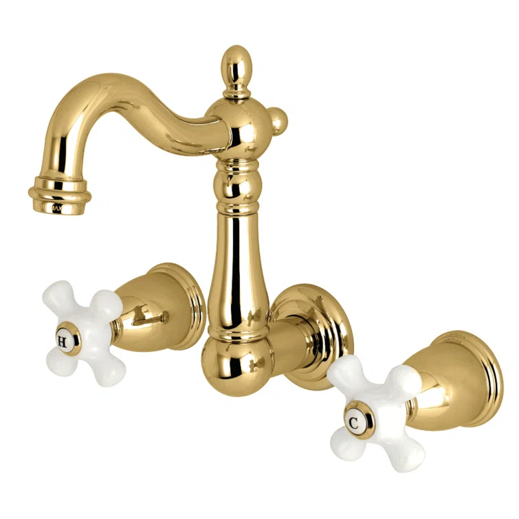 Kingston Brass Kingston Brass Heritage Two-Handle 3-Hole Wall Mount Bathroom Faucet KS1222PX
