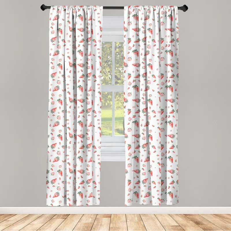 Strawberry Semi-Sheer Rod Pocket Curtain Panels (Set of 2)