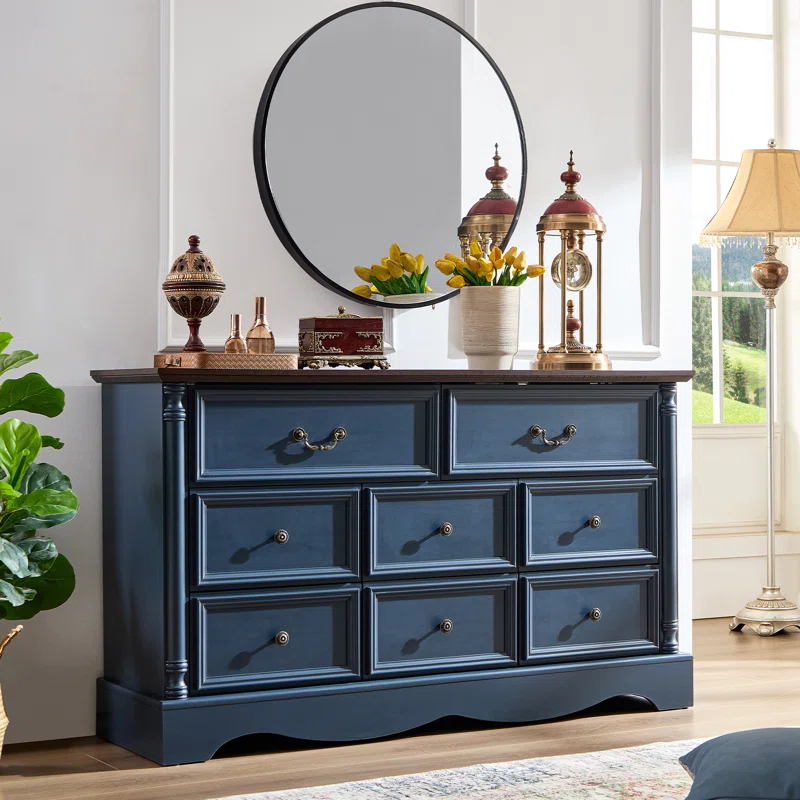 Charlton Home® Gorritz 8 Drawers Dresser, 54" Wide Farmhouse Chest of Drawers with Charging Station