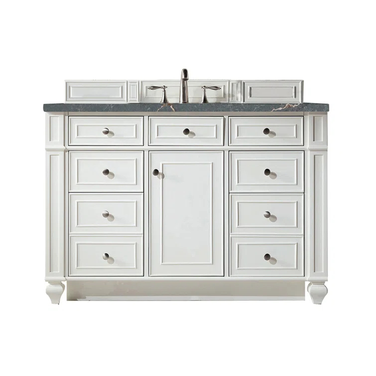 Bright White Plywood Single Vanity with Parisien Bleu Quartz Top