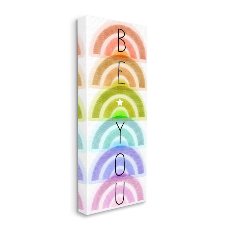 Stupell Industries " Be You Kids Motivational Typography Stacked Rainbows " by Daphne Polselli