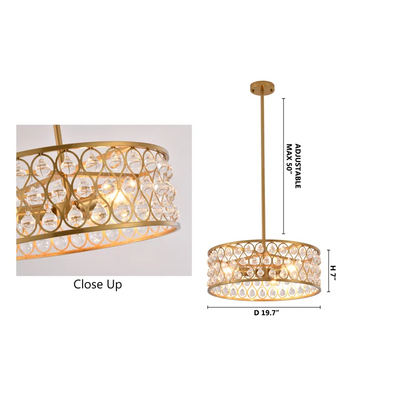 Rosdorf Park Kridia 3 Light Black Metal Frame Chandelier With Crystal Accents