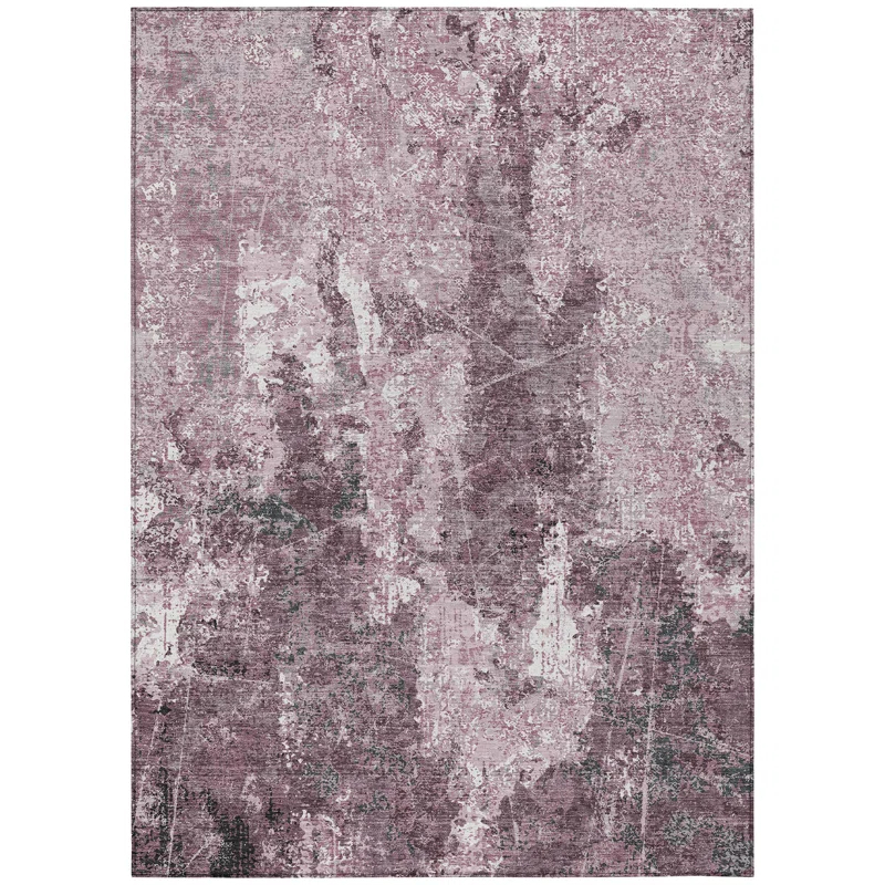 Machine Washable Indoor/Outdoor Chantille ACN1392 Pink Rug
