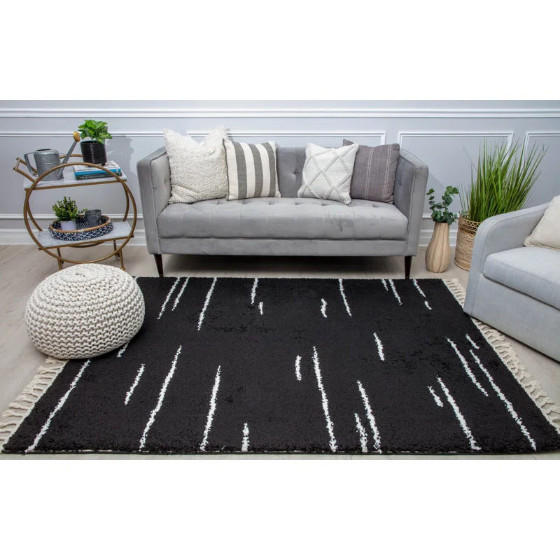 George Oliver Colletti Bennett Abstract Introspective Black Area Rug