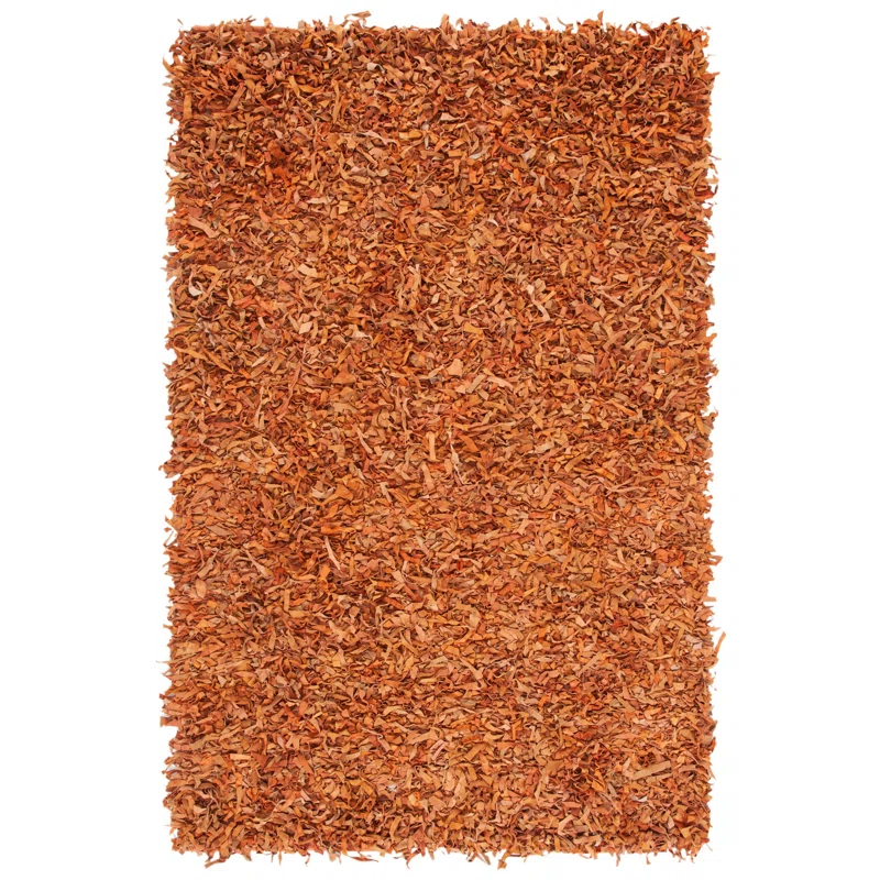 Leather Shag Handwoven 80% Rag Leather And 20% Cotton Solid Color Rug