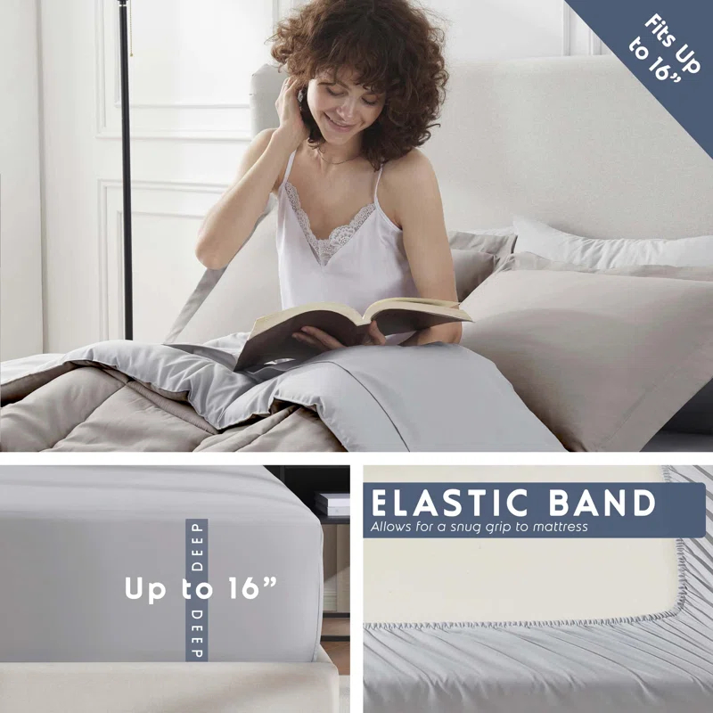 Bed-in-A-Bag Reversible Comforter Set with Bed Sheets