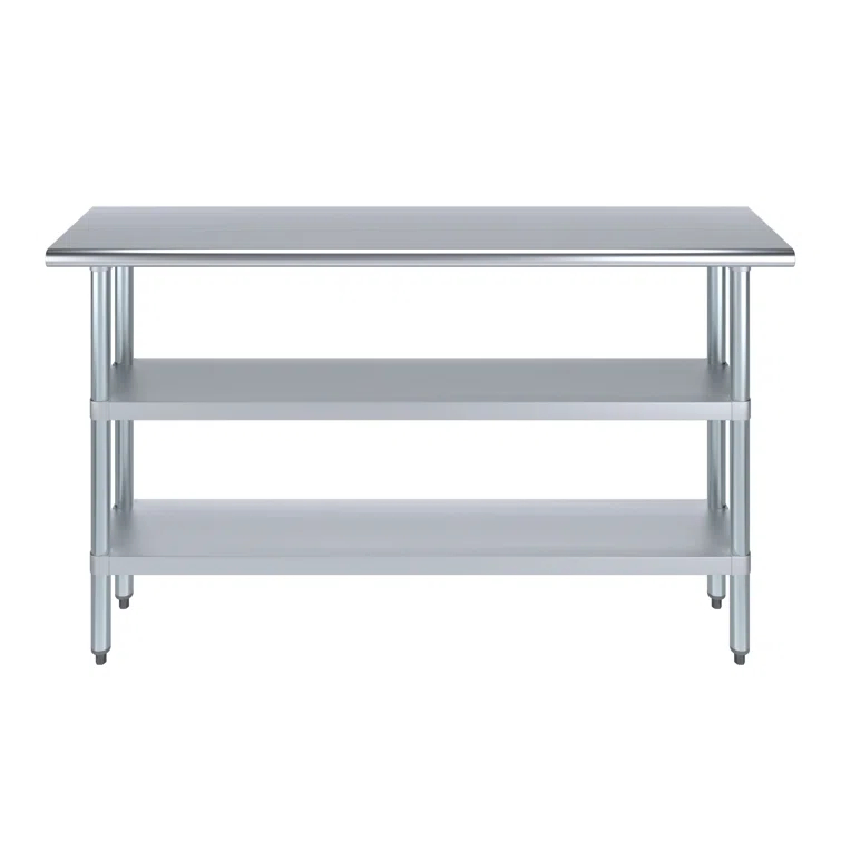 Amgood Stainless Steel Work Table with 2 Shelves