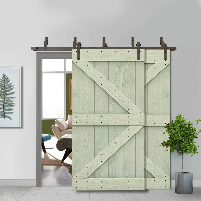 Calhome 84'' Solid Wood Paneled Painted with Installation Hardware Kit Barn Door