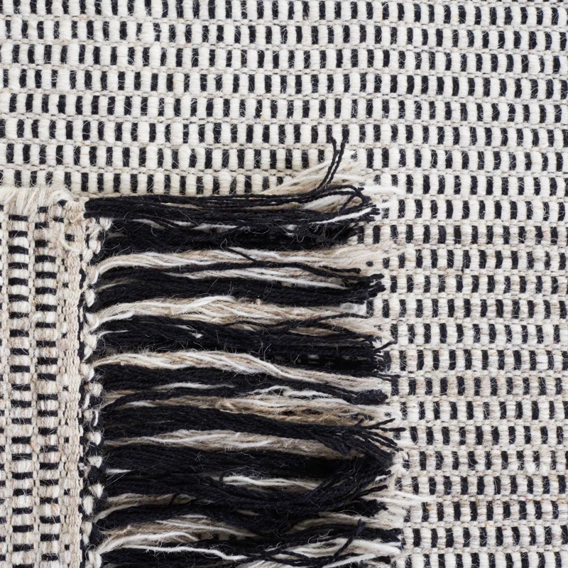 Foundry Select Ailiedh Vermont Flat Weave Wool/Cotton Striped Rug in Beige/Ivory